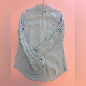 Ralph Lauren 100% linen button down - mens M preppy teal shirt